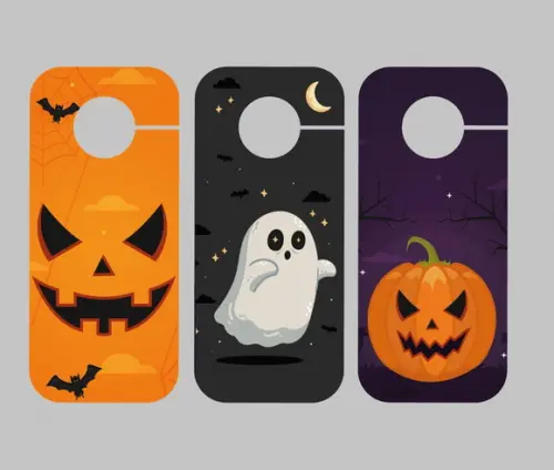 Aviso de Porta para Festa de Halloween em Prédio Condomínio