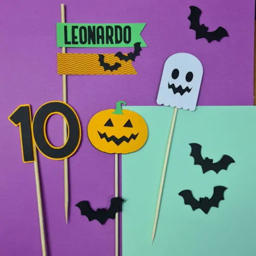 Topo de Bolo Temático Halloween em Camadas de Papel