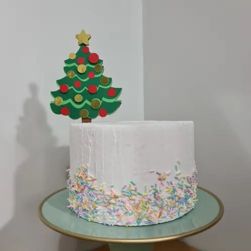 Topo de Bolo ou Panetone com Árvore de Natal