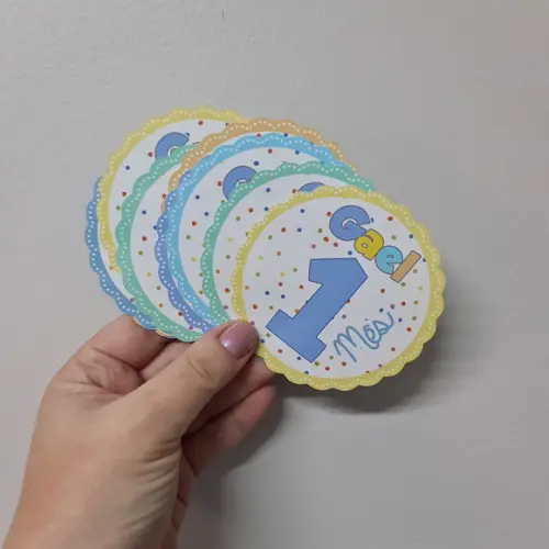 Kit de Adesivos para Body Mesversário do Bebê Menino