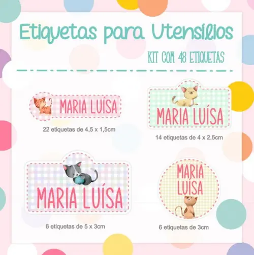 Etiquetas em Vinil para Utensílios Laváveis Material Escolar