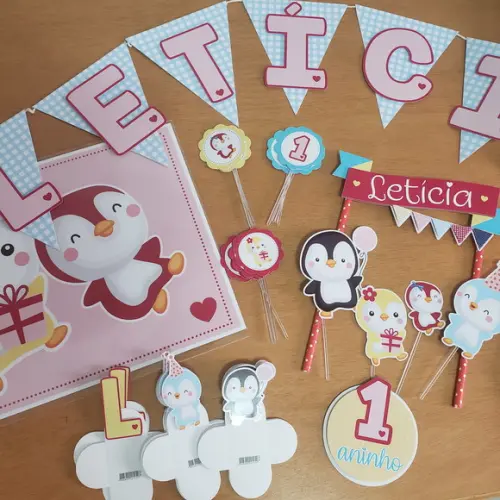 Festa Básica Kit De Papelaria Para Festinha Tema Pinguim