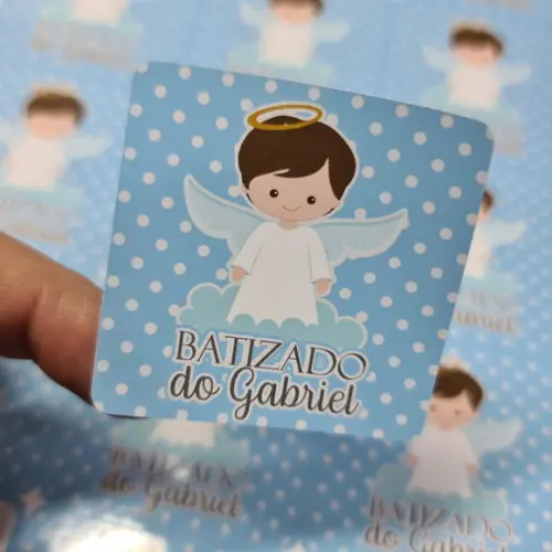 15 Rótulos Adesivos De 5x5cm Personalizados Tema Batizado