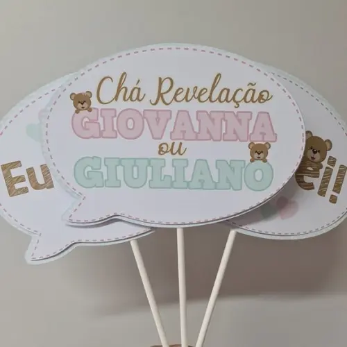 Placas Divertidas para Fotos Tema Chá Revelação