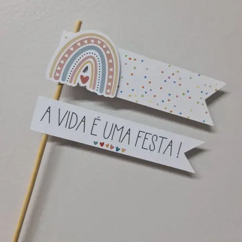 Topo De Bolo Bandeirinhas A Vida É Uma Festa