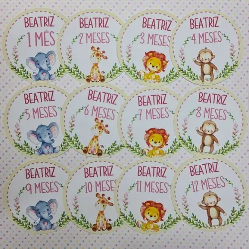 Kit de Adesivos para Body Mesversário Safari Menina