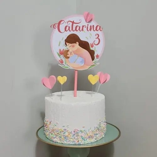 Topo de Bolo para Mesversário do bebê Dia das Mães