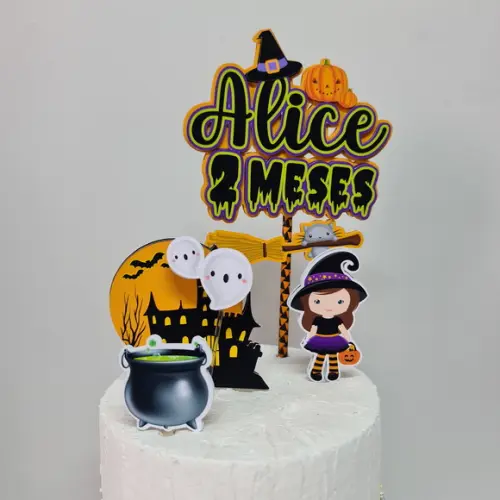 Topo de Bolo Temático Halloween para Mesversário de Bebê
