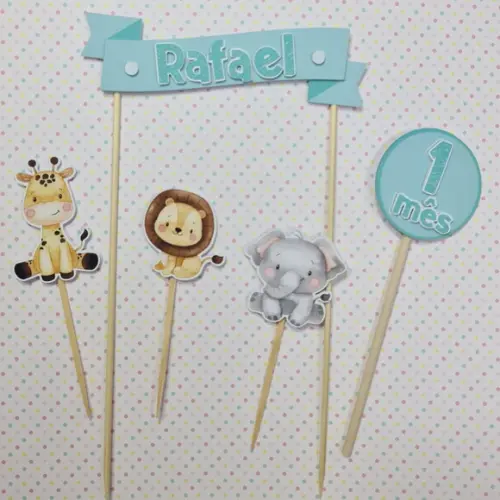Topo De Bolo Personalizado Animais Do Safari
