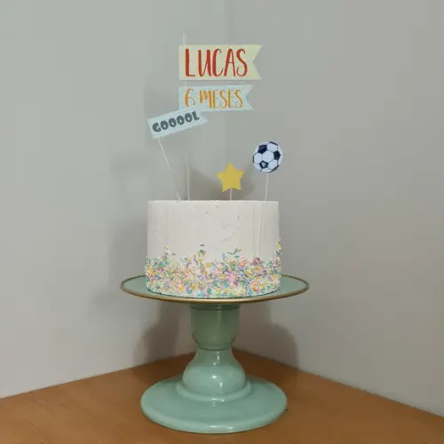 Topo de Bolo para Mesversário do bebê Futebol
