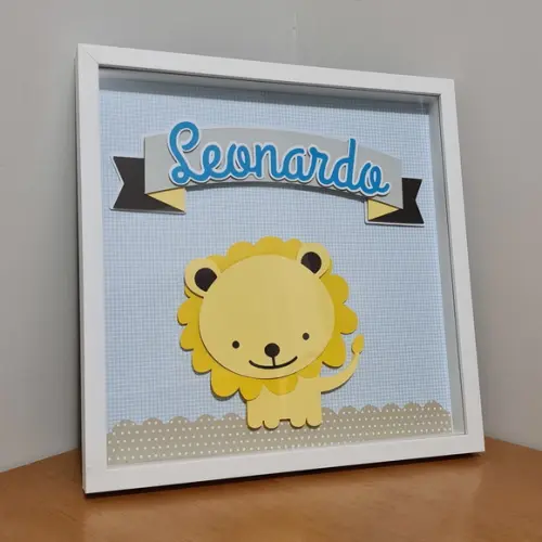 Enfeite para Porta de Maternidade Quadrinho Leãozinho Scrap