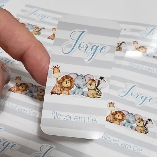 15 Rótulos Adesivos Personalizados para Álcool em Gel Safari