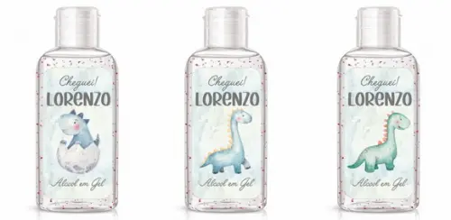 15 Rótulos Adesivos Personalizados para Álcool em Gel Dino