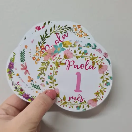 Kit de Adesivos para Body Mesversário do Bebê Floral