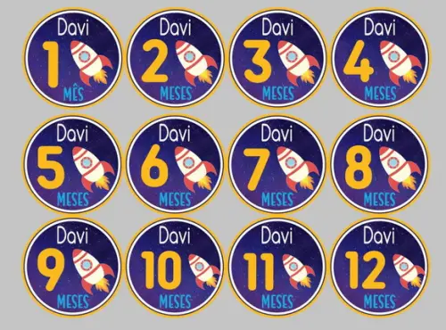 Kit de Adesivos para Body Mesversário Foguete com Nome