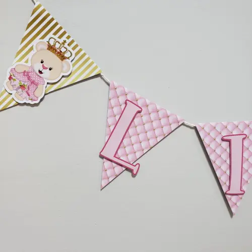 6 Bandeirinhas Personalizadas em Camadas de Papel para Festa