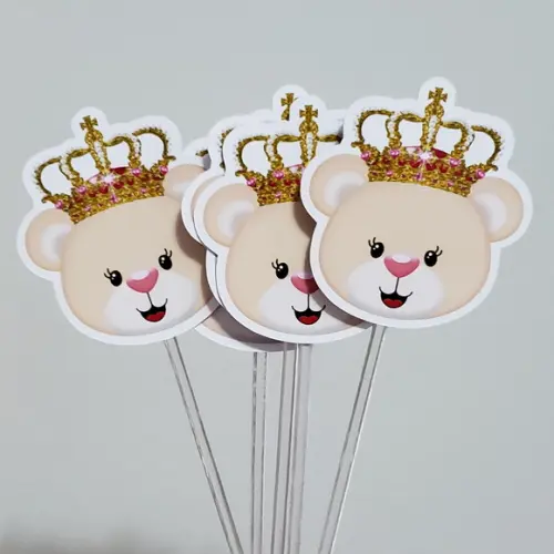 10 Toppers Ursinha Pequenos para Docinhos e Cupcakes