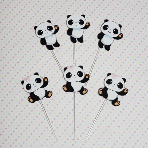10 Toppers para Docinhos Ursinho Panda Chá Revelação