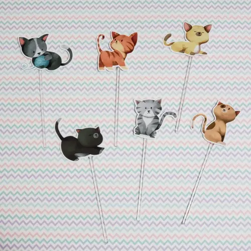 10 Toppers Gatos Gatinhos para Docinhos