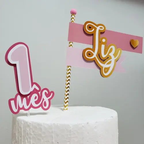 Topo de Bolo com nome e idade para aniversário