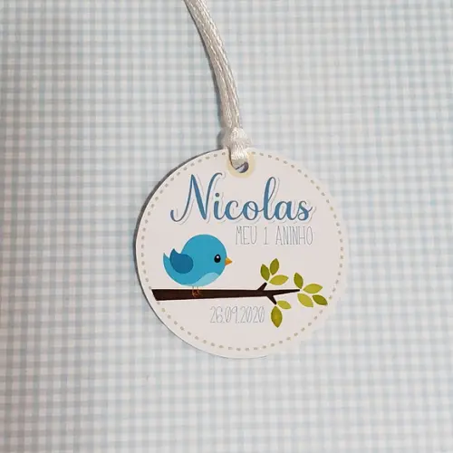 15 Tags Redondas de 5cm Personalizadas para Lembrancinha