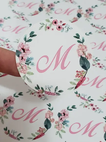 15 Rótulos Adesivos Redondos 5cm Personalizados Tema Floral