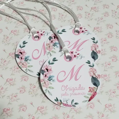 15 Tags Redondas de 5cm Personalizadas para Lembrancinha