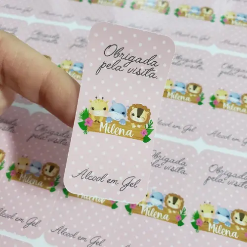 15 Rótulos Adesivos Personalizados para Álcool em Gel Safari