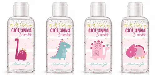 15 Rótulos Adesivos Personalizados para Álcool em Gel Dino