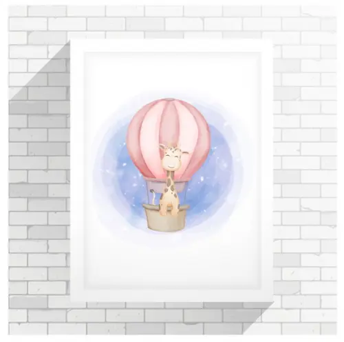 Pôster Digital Arquivo para impressão A4 Girafa Aquarela
