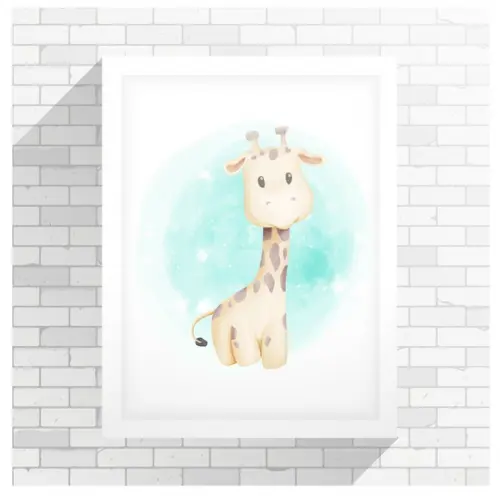Pôster Digital Arquivo para impressão A4 Girafa Aquarela