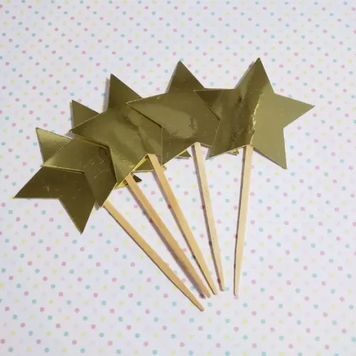 10 Toppers para Docinhos e Cupcakes Estrelinhas Douradas