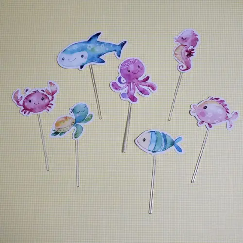 10 Toppers para Docinhos e Cupcakes Festa Fundo do Mar