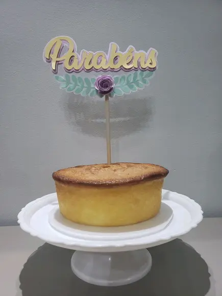 Topo de Bolo em Camadas de Papel Parabéns com flor 3D