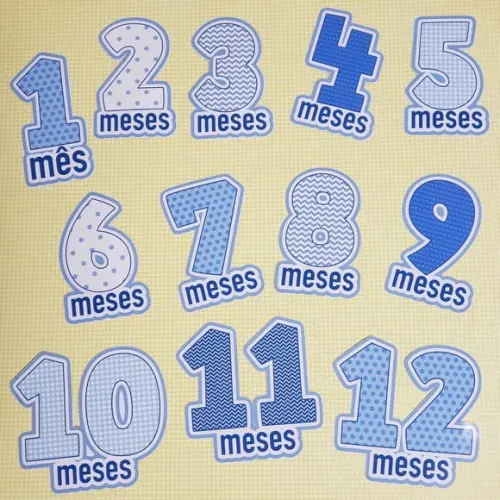 Kit de Adesivos para Body Mesversário do Bebê Números
