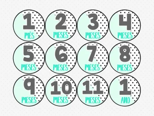 Kit de Adesivos para Body Mesversário do Bebê Verde Água