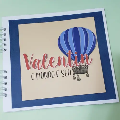 Livro Assinaturas Maternidade em Scrap Balão Azul