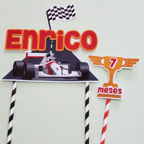 Topo de Bolo Temático Carro de Corrida Mesversário de Bebê