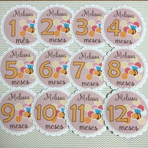 Kit de Adesivos para Body Mesversário do Bebê Abelhinha