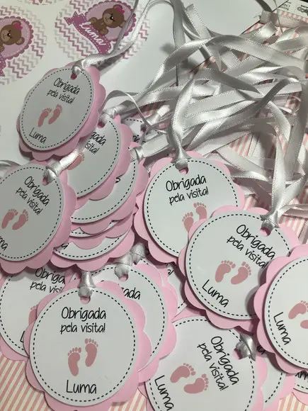 10 Tags Personalizadas para Lembrancinhas de Maternidade 4cm