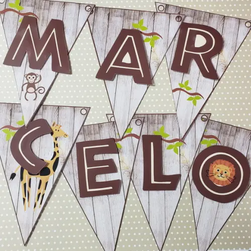 6 Bandeirinhas Personalizadas em Camadas de Papel para Festa