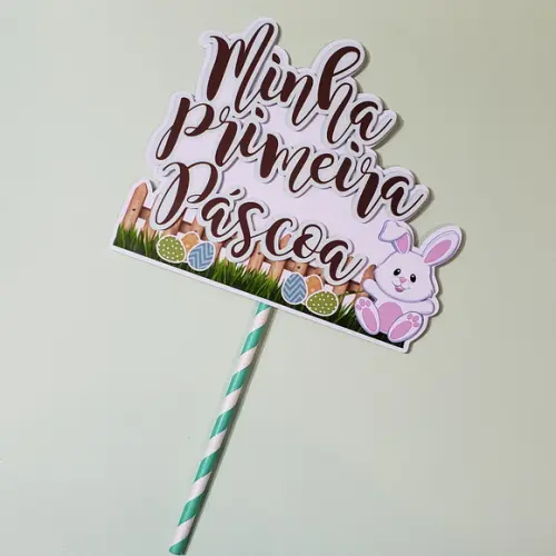Topo de Bolo Minha Primeira Páscoa para Bebê