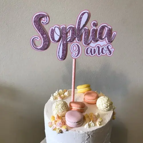 Topo de Bolo com nome e idade para aniversário