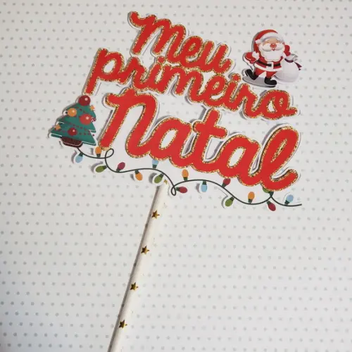 Topo de Bolo Meu Primeiro Natal para Bebê