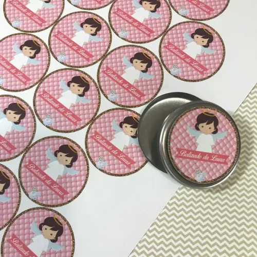 15 Rótulos Adesivos de 5cm Personalizados Tema Batizado