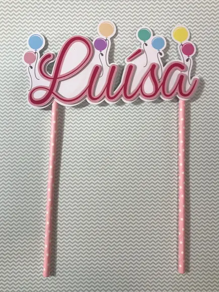 Topo de Bolo em Papel para Aniversário Bexigas