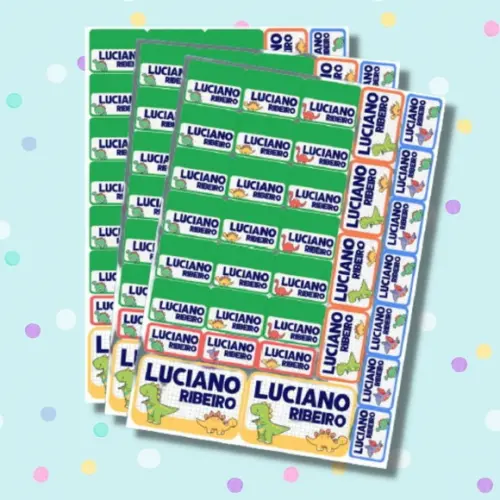 Etiquetas para Material Escolar Dinossauro