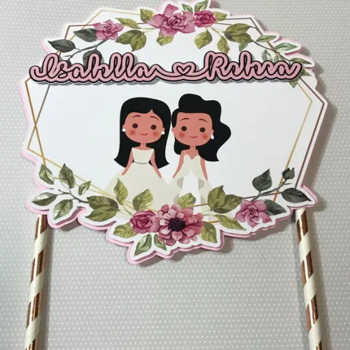 Topo de Bolo em Scrap para Casamento ou Noivado