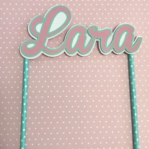Topo de Bolo Scrap Personalizado com Nome Candy Colors