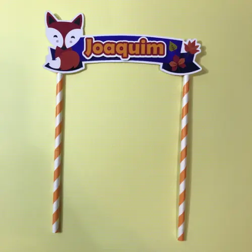 Topo de Bolo Scrap Raposa com Nome